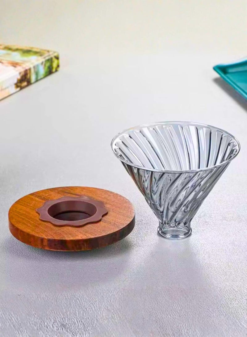 1Chase Smoky Grey Pour Over Coffee Maker 600ML Borosilicate Glass Carafe with Walnut Handle & Glass Lid - Image 4